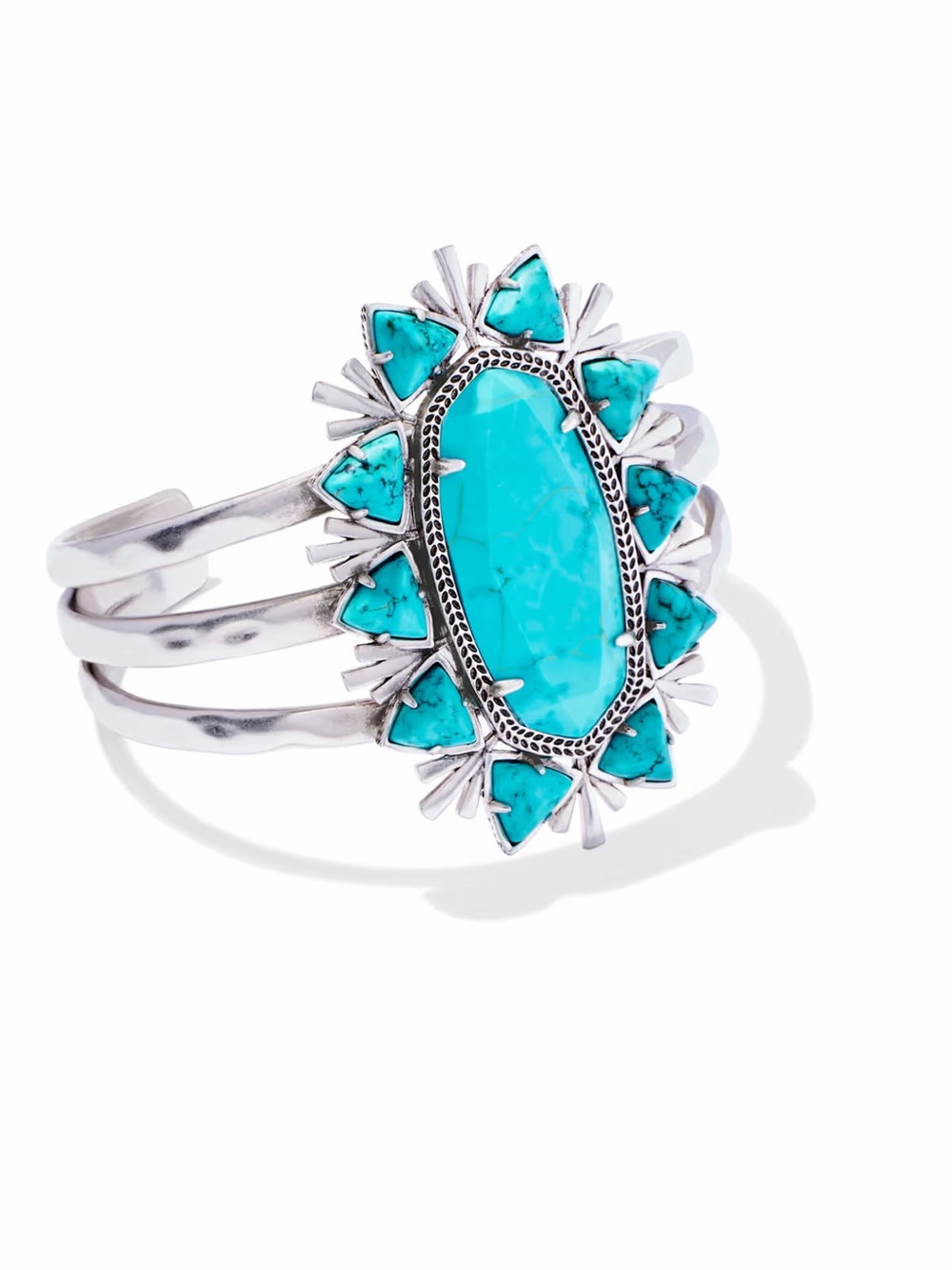 Kendra Scott Havana Vintage Silver Cuff Bracelet Variegated Turquoise Magnesite